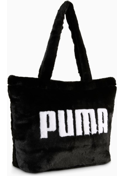 Up Faux Fur Shopper Siyah Kadın Omuz Çantası