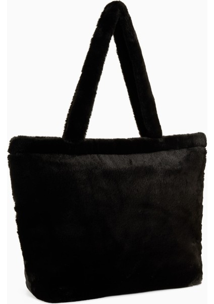 Up Faux Fur Shopper Siyah Kadın Omuz Çantası modelleri