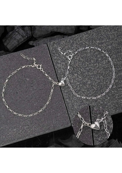 Gümüş Rodyum Çift Kalpli Aşk Bileklik