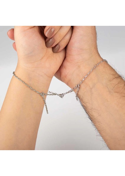 Gümüş Rodyum Çift Kalpli Aşk Bileklik fiyatları