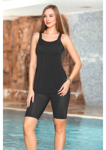 Tankini Mayo Kısa Taytlı Siyah