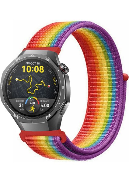 Huawei Watch Gt5 Pro 46MM ile Uyumlu Kordon Kumaş Desenli Cırt Cırtlı Spor Kayış