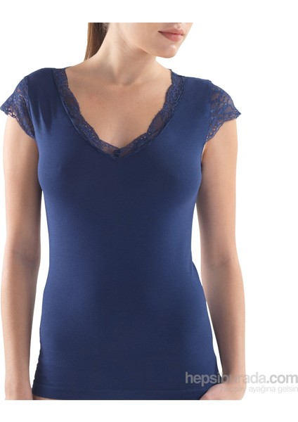Kadın Modal Elastan T-Shirt 1348 - Lacivert