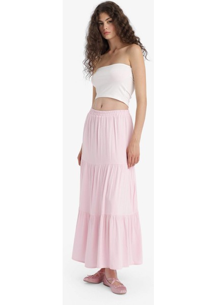 Yüksek Bel Pamuk Astarlı Krinkıl Viskon Maxi Etek D5033AX25SM
