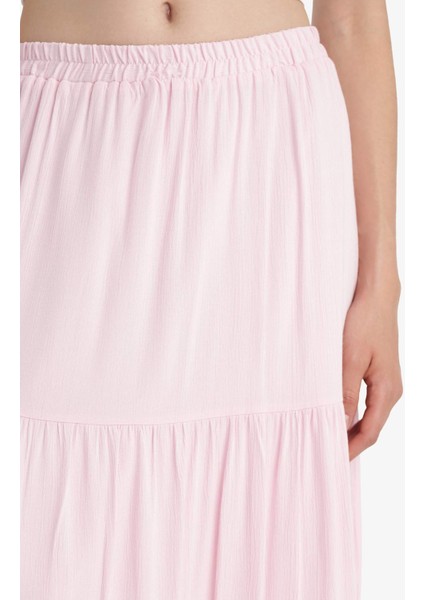 Yüksek Bel Pamuk Astarlı Krinkıl Viskon Maxi Etek D5033AX25SM