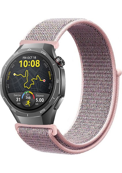 Huawei Watch Gt5 Pro 46MM ile Uyumlu Kordon Kumaş Desenli Cırt Cırtlı Spor Kayış