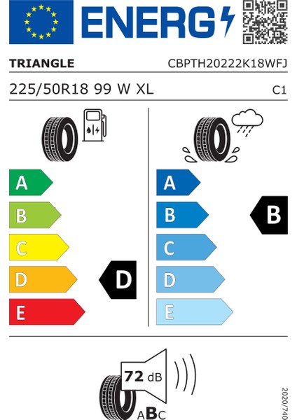 225/50 R18 99W Xl Triangle Effexsport TH202 Oto Yaz Lastiği (Üretim Yılı:2024)