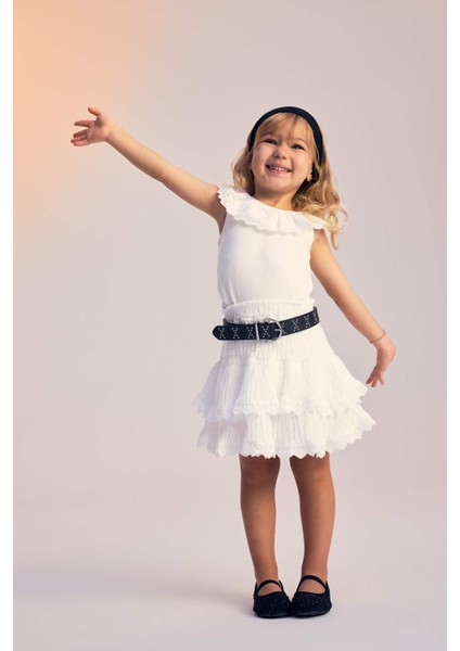 Kız Bebek Beli Lastikli Volanlı Müslin Etek F6570A525SM