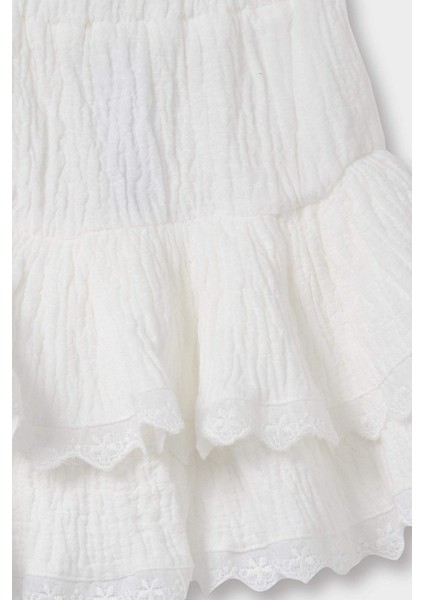 Kız Bebek Beli Lastikli Volanlı Müslin Etek F6570A525SM modelleri