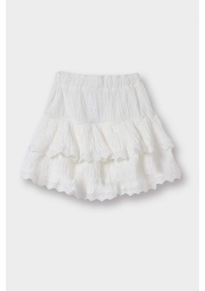 Kız Bebek Beli Lastikli Volanlı Müslin Etek F6570A525SM fırsatları