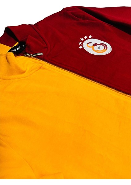 Orijinal Dik Yaka Tam Fermuar 5 Yıldızlı Sarı Kırmızı Sweat + Uçlu Kalem Set Hediyelik Ahşap Kutulu