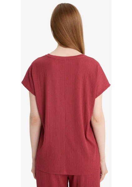 Bisiklet Yaka Bürümcük Kısa Kollu Tişört F6300AX25HS