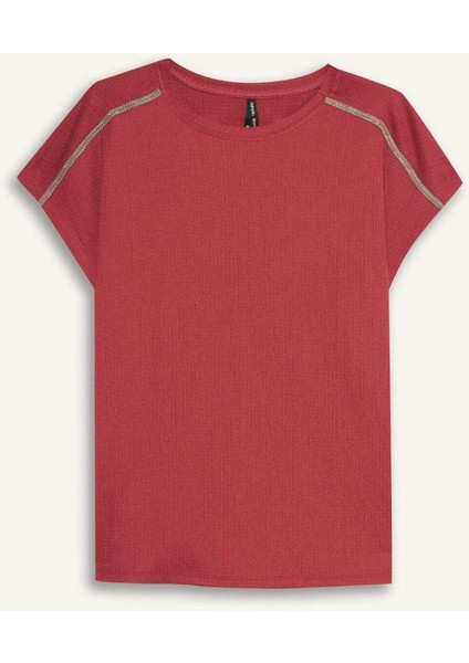 Bisiklet Yaka Bürümcük Kısa Kollu Tişört F6300AX25HS