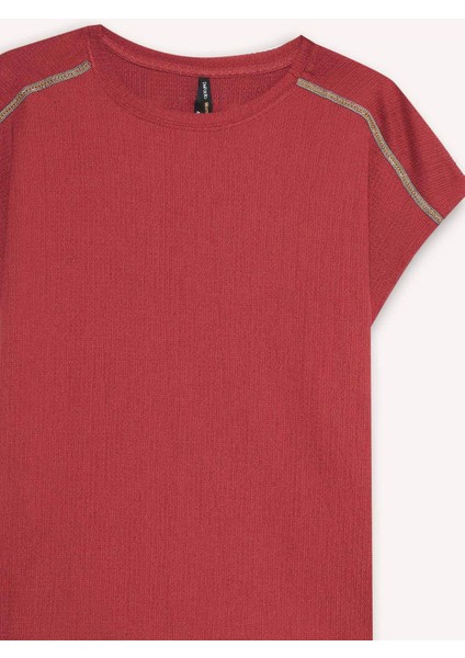 Bisiklet Yaka Bürümcük Kısa Kollu Tişört F6300AX25HS