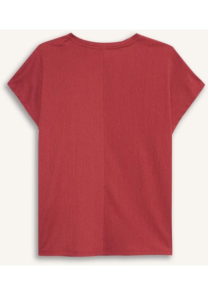 Bisiklet Yaka Bürümcük Kısa Kollu Tişört F6300AX25HS