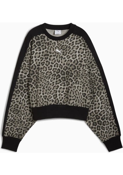 T7 Leopard Kadın Siyah Sweatshirt (632136-01)