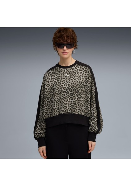 T7 Leopard Kadın Siyah Sweatshirt (632136-01)