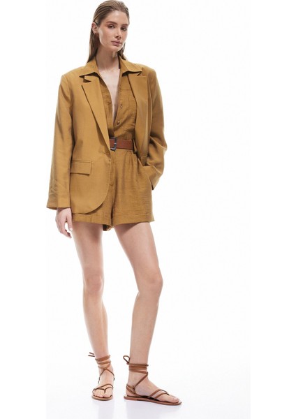 Kadın x Sima Tarkan - Uzun Kollu Kapaklı Cep Detaylı Kruvaze Blazer Ceket 5SAK50013EW