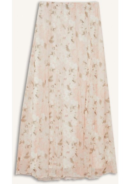 A Kesim Çiçekli Normal Bel Tül Maxi Etek F7108AX25SM