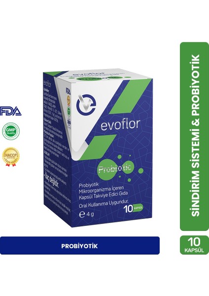Evoflor Probiyotik 10 milyar Cfu Saccharomyces Boulardii 10 Kapsül