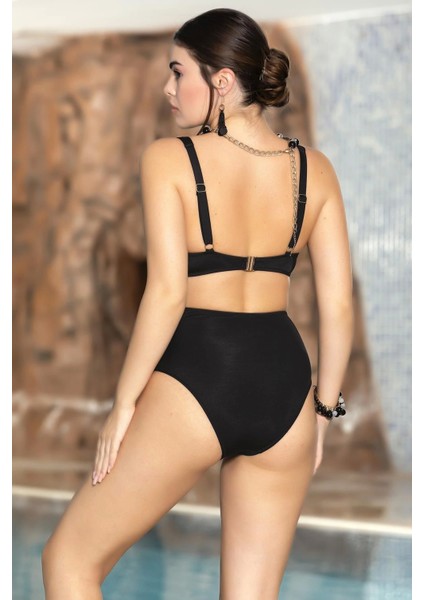Bikini Takımı Kruvaze Üst Simli Görünüm Siyah fiyatları