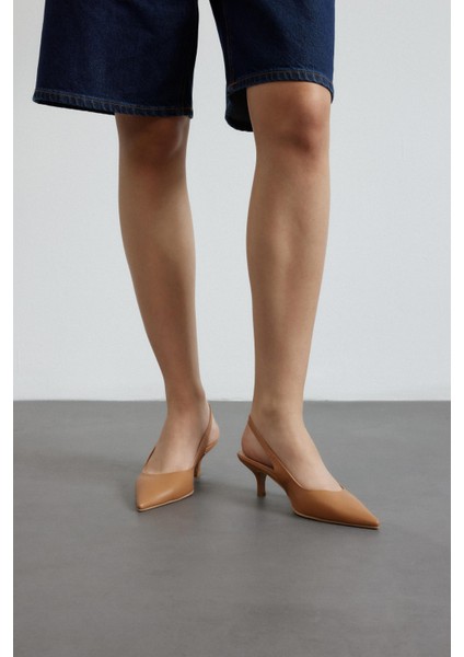 Taba Cilt Çift Tokalı Kadın Topuklu Ayakkabı indirimleri