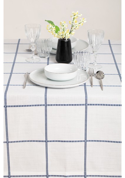 Belen Ekose Lacivert Masa Örtüsü