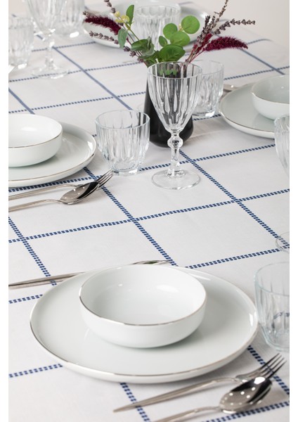 Belen Ekose Lacivert Masa Örtüsü fiyatları