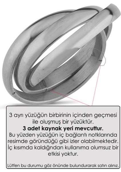 Trinity 3lü Birbirine Geçmeli Sarmal Çelik Stres Yüzük CL44 modelleri