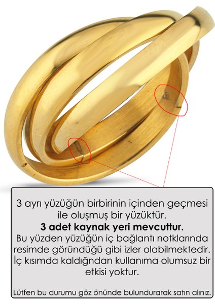 Trinity 3lü Birbirine Geçmeli Sarmal Çelik Stres Yüzük CL44 modelleri