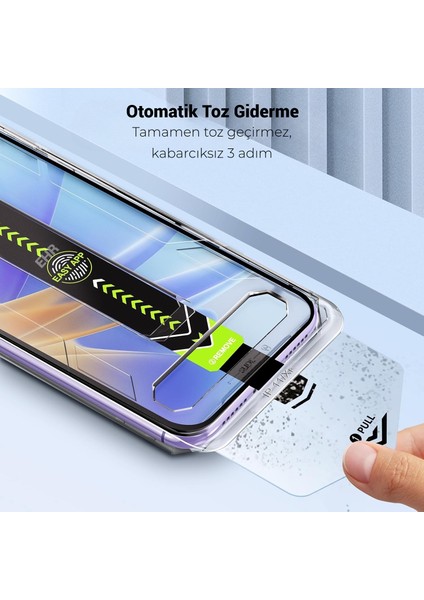iPhone 14 Pro Otomatik Kolay Kurulum Aparatlı Toz Bırakmayan Full Kaplayan Ekran Koruyucu Cam(2 Adet) modelleri