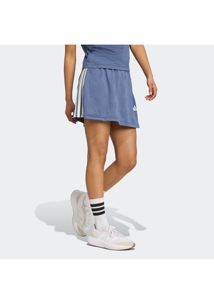 Stadyum 3-Çizgili Tenis Esintili Jakarlı Kısa Mavi Kadın Etek modelleri