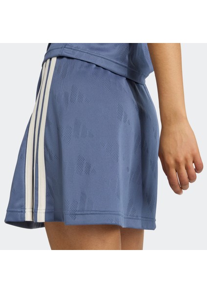 Stadyum 3-Çizgili Tenis Esintili Jakarlı Kısa Mavi Kadın Etek fırsatları