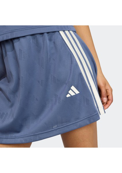 Stadyum 3-Çizgili Tenis Esintili Jakarlı Kısa Mavi Kadın Etek indirimleri