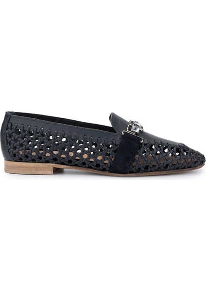 Kadın Hakiki Deri Lacivert Loafer Ayakkabı 1140 55709017 Byn Ayk Y25 Navy