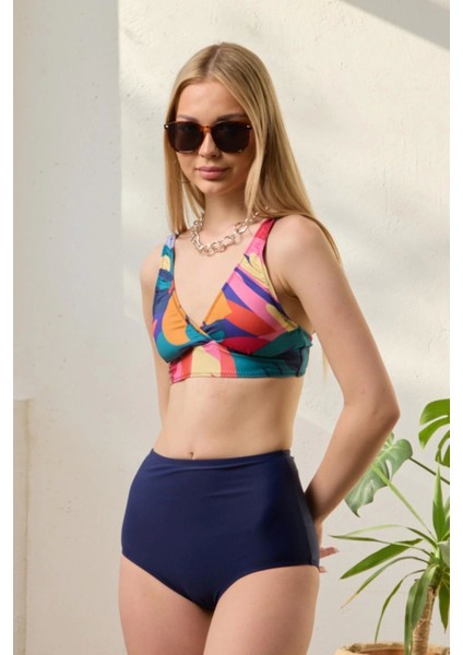 Bikini Takımı Kruvaze Toparlayıcı Lacivert Renk Paletli