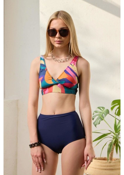 Bikini Takımı Kruvaze Toparlayıcı Lacivert Renk Paletli indirimleri