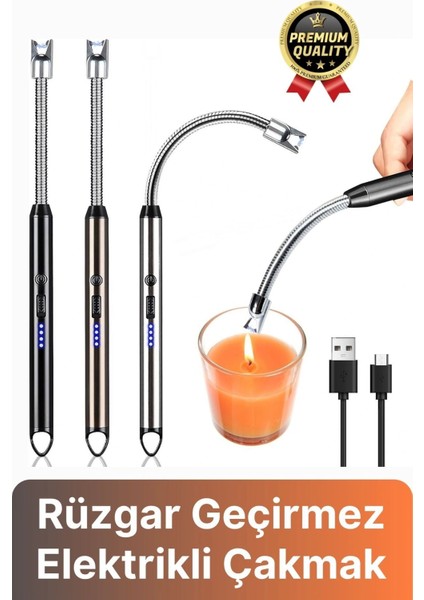 Özel Üretim Fonksiyonel USB Şarj Edilebilir Rüzgar Geçirmez Alevsiz Kamp Mum Metal Elektrikli Çakmak