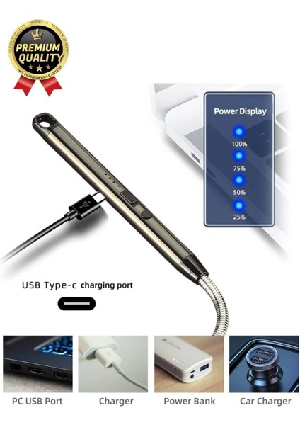 Özel Üretim Fonksiyonel USB Şarj Edilebilir Rüzgar Geçirmez Alevsiz Kamp Mum Metal Elektrikli Çakmak fırsatları