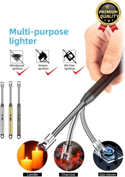 Özel Üretim Fonksiyonel USB Şarj Edilebilir Rüzgar Geçirmez Alevsiz Kamp Mum Metal Elektrikli Çakmak indirimleri