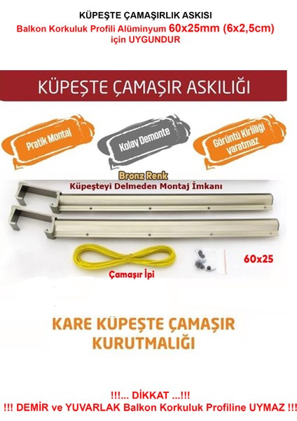 Balkon Çamaşır Kurutma Askısı Alüminyum Küpeşte Çamaşır Askılığı Kurutmalık Kare 6x2.5 cm Antrasit fiyatları