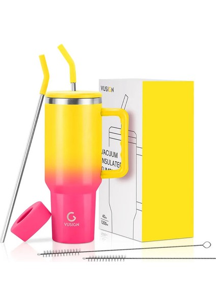 Deli 40 Oz Sarı Yalıtımlı Paslanmaz Çelik Tumblercacity: 1000ML/RENK: Kırmızı Sarı (Yurt Dışından)