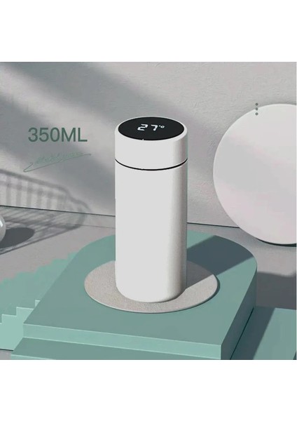 350ML Akıllı Termos Su Şişesi Akıllı Sıcaklık Ekran Paslanmaz Çelik Vakum Şişeleri Filtre Tee Kupası Kapasiteli Termozlar: 350ML/RENK: Bej (Yurt Dışından)