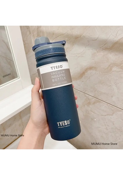 Tyeso 530ML/750ML Paslanmaz Çelik Termo Su Şişesi Taşınabilir Vakum Şişeler Soğuk ve Isı Termal Kupa Araç Yalıtımlı Kupa Kapasite: 530ML/RENK: Mavi (Yurt Dışından)