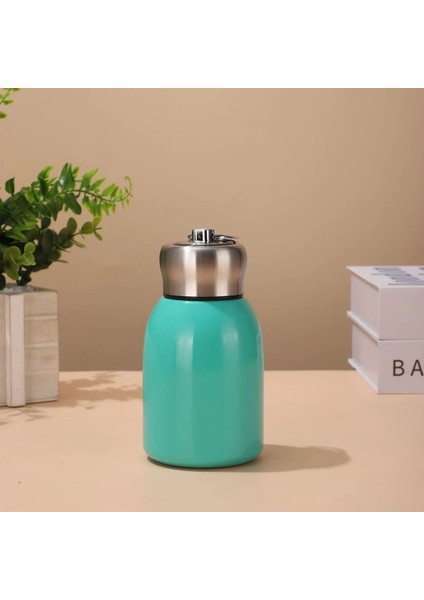 300ML Mini Tombul Büyük Göbek Kupası 304 Paslanmaz Çelik Vakum Şişesi Termos Taşınabilir Erkek ve Kadın Cep Kurı Kapasite: 300ML/RENK: Göl Mavisi (Yurt Dışından)