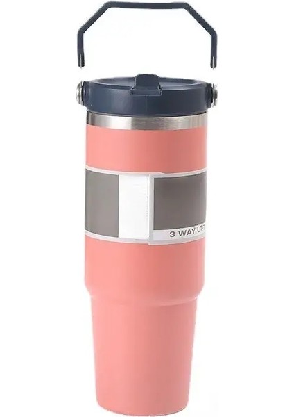30 Oz Saman Kapağına Sahip Ekstra Büyük Termos Kap - 304 Paslanmaz Çelik, 24 Saat Soğuk, Araba Koltuğu Kapasitesine Uyuyor: 890ML/RENK: 8 (Yurt Dışından)
