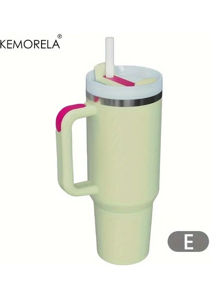 Kişiselleştirilmiş 887ML Tumbler Sap Kapağı Saman 40OZ Paslanmaz Çelik Su Şişesi Vakum Termos Kupası Seyahat Araba Kahve Kupa Kapasite: 801-900ML/RENK: E (Yurt Dışından)