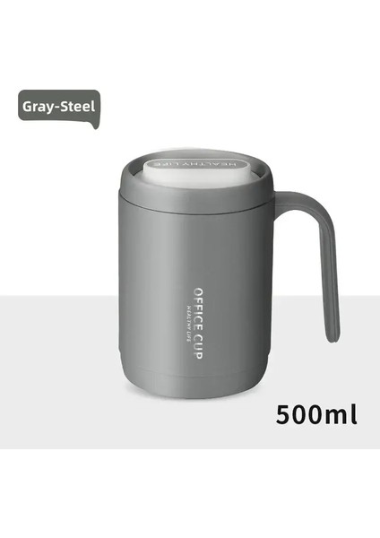 Kahve Kupası Gri Yaratıcı Içme Kupası Taşınabilir Ofis Mutfak Seyahat Su Şişesi Termozları Için Büyük Kapasite Kapalı Süt Kupa Kapasite: 401-500ML/RENK: Gri Sapık (Yurt Dışından)