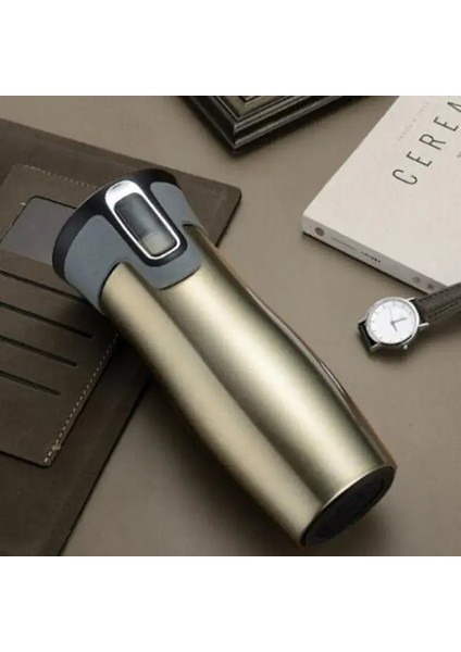 450ML Paslanmaz Çelik Çift Duvar Seyahat Kupa Sızdırmaz Termos Kahve Kahve Kahve Dağı Araç Vakum Insülalasyonu Termal Su Şişesi Kapasite: 450ML/RENK: Kahverengi (Yurt Dışından)