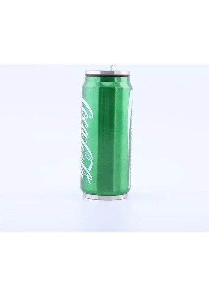 Paslanmaz Çelik Kola Termos Can Su Kupası Seyahat Araç Vakum Şişeleri Içecek Kupa Çift Katman Saman Soda Can Termos Kurı Kapasite: 350ML/RENK: Yeşil (Yurt Dışından)